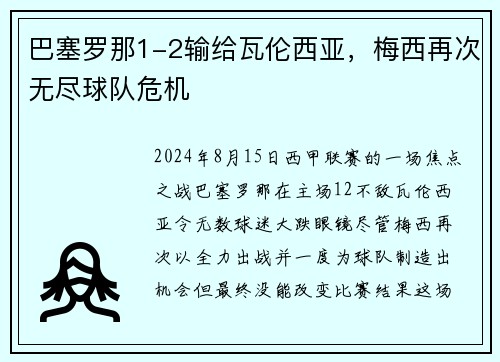 巴塞羅那1-2輸給瓦倫西亞，梅西再次無盡球隊危機